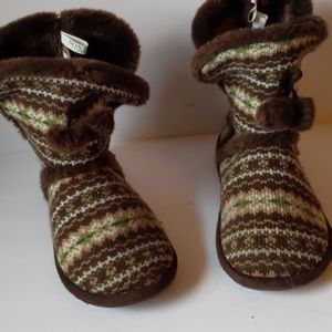 Sox fair-isle-style knitted slippers-sz 10